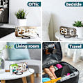 Miniatyrbillede 5 af 5: Digitalt vækkeur, vækkeure til sengeborde, ikke-tikkende vækkeur, vækkeur med dæmpbart LED-display, USB-vækkeur til soveværelsesindretning - sort black
