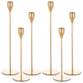 Miniatyrbilde 1 av 5: 6 stk gull lysestaker avsmalnende lysestaker holdere, metall høy lysestake lysestake holder for bryllup, fest, spisestue, hjemmedekor gold