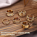 Miniatyrbild 5 av 5: 18K Guldpläterade Ringar för Kvinnor, Rostfritt Stål Statement Ringar Pack Stacking Boho Midi Ringar Justerbar Öppen Ring Band Twisted Signetringar gold