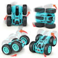 Pikkukuva 4 / 5: Mini-tempputyö RC-autolelu, 4WD 2,4 GHz:n kauko-ohjattava auto, kaksipuoliset pyörivät ajoneuvot, lasten lelu pojille ja tytöille, syntymäpäivä ilman akkua (vihreä) blue