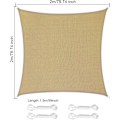 Miniatyrbillede 2 af 5: Rektangulær trekantet solsejl lavet af PES polyester, vandtæt, med UV-beskyttelse og fastgørelsesreb (2 x 2 m, sandfarve)