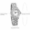 Miniatyrbillede 2 af 5: Elegant dameur med rhinestones, glitrende romertal og metalarmbånd - analogt kvartsur