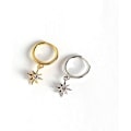 Miniatyrbillede 5 af 5: Tiny Cubic Zirconia Starburst/Evil Eye Dangle Hoop Øreringe Sterling Sølv Guld Brusk Helix Hoop Hængslede Sleeper Øreringe med Charms