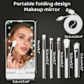 Miniatyrbillede 2 af 5: Forfængelighedsspejl med lys, bærbar toiletbord makeup spejl med 12 LED-lys og 5 stk børste 360° justerbar touch screen belyst bord spejl