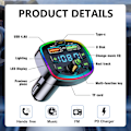 Pikkukuva 4 / 5: Bluetooth-auton FM-lähetin Bluetooth 5.0 -autotarvikkeet, handsfree-autopuhelin, Bluetooth-automusiikkisovitin, 2 USB + Type C [4.8A + 18W PD]