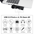 Miniatyrbillede 4 af 5: 180 ° Rotation USB Extender Hub, 4 Port USB Hub Power Adapter til PC, Laptop, Tastatur, Mus, Harddiske og Andre USB 2.0 Adapter(Sort)