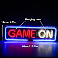 Miniatyrbillede 5 af 5: Rød og hvid Game on neon skilt Game on til vægdekoration, USB til familie, børneværelse, bar, soveværelsesfest...