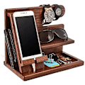 Pikkukuva 1 / 2: Puinen Puhelimen Telakka, Tuhka Key Holder Lompakko Teli Watch Organizer Miehet Aviomies Vaimo Isä Syntymäpäivä Yöpöytä Lompakko Isä
