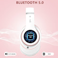 Miniatyrbilde 2 av 5: Bluetooth-hodetelefoner over øret, med HD-mikrofon, FM, Tf for PC white+pink