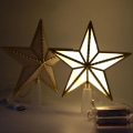 Miniatyrbillede 4 af 5: Lighted Christmas Tree Topper, 6.7in 3D Star Christmas Tree Topper med LED-lys, Xmas Tree top Star til juletræspynt (guld)