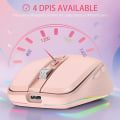 Miniatyrbilde 2 av 5: 2.4G+BT5.1 Trådløs mus for datamaskin Spillmus Ergonomisk design 4-trinns justerbar DPI Innebygd oppladbar batteri for bærbar PC pink