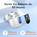 Miniatyrbilde 3 av 6: Trådløse ørepropper, 50 timer spilletid Bluetooth-hodetelefoner, Bluetooth-hodetelefoner 5.3, i øret med 4 ENC-anrop støydempende mikrofoner, Bass Boost 85% WHITE