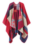 Kvinnors Poncho Stickad Överdimensionerad Filt Cape Scarf red