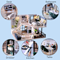 Miniatyrbild 3 av 5: DIY Dockhus i Trä, Dockhus Miniatyr med Möbler