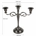 Miniatyrbilde 2 av 5: Metallisk lysestake 3-armet lysestake Antik søylekandelaber Lysestake Chic Decor For Bryllupsdekorasjon (Svart)