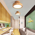 Miniatyrbillede 5 af 5: LED Træ Rundt Loftslampe, 12W Ø23cm Moderne Træbase Indendørs Rund Fladmontering, 3 Farver Dæmpbar Loftslampe