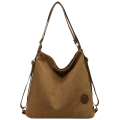 Miniatyrbilde 1 av 5: Kvinners lerret veske vintage topphåndtak tote bag multifunksjonell casual tote bag skoleveske, khaki