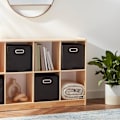 Miniatyrbild 4 av 5: Set med 6 hopfällbara förvaringskuber i tyg med ovala öljetter Svart
