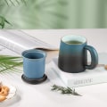 Miniatyrbilde 5 av 5: Teinfusjonskrus med sil og lokk, 420 ml (full kapasitet) Keramisk kopp Stor tekopp med rustfritt stål te sil for løs te, blå og svart blue/black