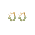 Miniatyrbillede 1 af 3: 3PCS Naturlige Øreringe Heldige Grøn Jade Yndig Grøn Ægte Jade Charm Vedhæng Smykker Øreringe Hoop Øreringe Til Kvinder Dobbelt Hoop Øreringe