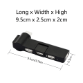 Miniatyrbillede 5 af 5: 180 ° Rotation USB Extender Hub, 4 Port USB Hub Power Adapter til PC, Laptop, Tastatur, Mus, Harddiske og Andre USB 2.0 Adapter(Sort)