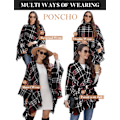 Miniatyrbilde 5 av 5: Poncho Dame Vinter Skjerf Dame Teppe Strikket Ponchoer Oversized Cape Strikket Skjerf XXL Poncho Sjal Wrap Åpen Front Sjal Cape Høst