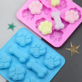 Miniatyrbillede 1 af 4: 3 stk. hundepoter og knogle silikoneforme, 3D hvalpehundepoter kageforme, hundeknogle chokoladeform, pote isterningforme, non-stick fødevarekvalitetsforme