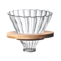 Miniatyrbillede 1 af 5: Transparent Glas Kaffe Dryp Kaffefilterholder Kaffe Filter Kegle med Træpude Kaffe Tragt til Kaffemaskine