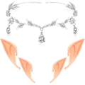 Miniatyrbilde 1 av 5: Elf-tiara og øresett Krystallprinsessekrone Tiara for kvinner Bryllup Fest Fe-elføre Cosplay Halloween
