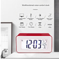 Miniatyrbillede 2 af 5: LED Digital Vækkeur Elektronisk Digital Alarm Skærm Desktop Ur til Hjemmekontor Baggrundsbelysning Snooze Skrivebordsure (Farve: Rød)