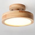 Miniatyrbillede 1 af 5: LED Træ Rundt Loftslampe, 12W Ø23cm Moderne Træbase Indendørs Rund Fladmontering, 3 Farver Dæmpbar Loftslampe