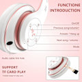 Miniatyrbilde 4 av 5: Bluetooth-hodetelefoner over øret, med HD-mikrofon, FM, Tf for PC white+pink