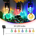 Miniatyrbillede 2 af 5: Solar Lyskæde Udendørs, 9m 60 LED Solar Fe Lys, 8 Tilstande, IP65 Vandtæt, til Have, Terrasse, Bryllup, Fest og Dekoration (Multifarvet)