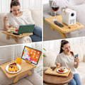 Miniatyrbillede 3 af 5: Bambus Sofa Arm Bakke Bord med Roterende Mobilholder