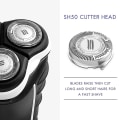 Pikkukuva 2 / 5: 6 kappaletta Sh50-vaihtopäitä Series 5000 -parranajokoneisiin, S5000 S5420 S5380 S5351 Multiprecision-terä