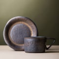 Miniatyrbillede 5 af 5: Kaffe krus, te kop håndlavet retro kop og underkop sæt hjem udsøgt atmosfære kaffe krus egnet til enkel udendørs kaffesæt af krus, varm kakao