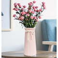 Miniatyrbillede 4 af 5: Rosa Keramiske Riflet Vas til Minimalistisk Moderne Hjemmeindretning, Dekorative Blomster Vase til Bryllup Middagsbord Kontor Soveværelse - 9,5 Tommer / 25 CM