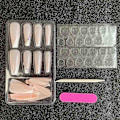 Miniatyrbilde 5 av 5: 24 PCS Lange Kiste Falske Negl Glans Akryl Falske Negl Kunstige Krystall Trykk på Negl Ballerina Negl for Kvinner Jenter