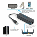 Miniatyrbilde 4 av 5: USB 3.0-hub, 3 porter med RJ45 10/100/1000 Gigabit Ethernet-nettverksadapter for Ultrabooks, bærbare datamaskiner, nettbrett og mer