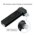 Miniatyrbillede 3 af 5: 180 ° Rotation USB Extender Hub, 4 Port USB Hub Power Adapter til PC, Laptop, Tastatur, Mus, Harddiske og Andre USB 2.0 Adapter(Sort)