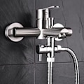 Miniatyrbilde 2 av 4: 3-veis T-forbindelse med avstengningsventil for bidet, kobber, sølv