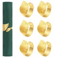 Miniatyrbillede 1 af 5: 6 stk. servietringe, strækbare servietringe med bladform til Thanksgiving, bryllup, middag, fest, banket, borddekoration, guld gold