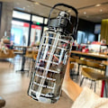 Miniatyrbild 3 av 5: Stor vattenflaska med sugrör 2 liter tidsmarkör svart svart