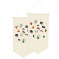 Miniatyrbild 1 av 5: 2 st väggmonterad bricka display canvas emalj brosch samling display banner medalj pin förvaring krage flagga vimpel ram(beige)