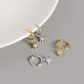 Miniatyrbillede 4 af 5: Tiny Cubic Zirconia Starburst/Evil Eye Dangle Hoop Øreringe Sterling Sølv Guld Brusk Helix Hoop Hængslede Sleeper Øreringe med Charms
