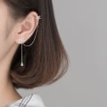 Miniatyrbillede 2 af 5: 3PCS 925 Sterling Sølv CZ Manchet Øreringe Kæde Daisy Øreringe til Kvinder Daisy Blomster Øreringe Crawler Øreringe Asymmetriske Dangler Øreringe Kæde