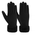 Miniatyrbilde 1 av 5: Dame vinter varme touchscreen hansker med fleece foret strikkede vinterhansker for kaldt vær black