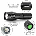 Miniatyrbillede 2 af 5: LED lommelygte, 5 tilstande taktisk, IPX5 vandafvisende