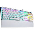 Miniatyrbillede 1 af 7: Mekanisk gamingtastatur i skrivemaskinestil med blå switche, aftagelig håndledsstøtte, mediekontrolknap, regnbuebaggrundsbelysning, retro punk runde taster WHITE