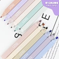 Miniatyrbillede 4 af 5: 12 farver highlighter pastel highlighter pen dobbelt hoved, farverige highlighter penne æstetiske, tekstmarkører skoleartikler markør pastel